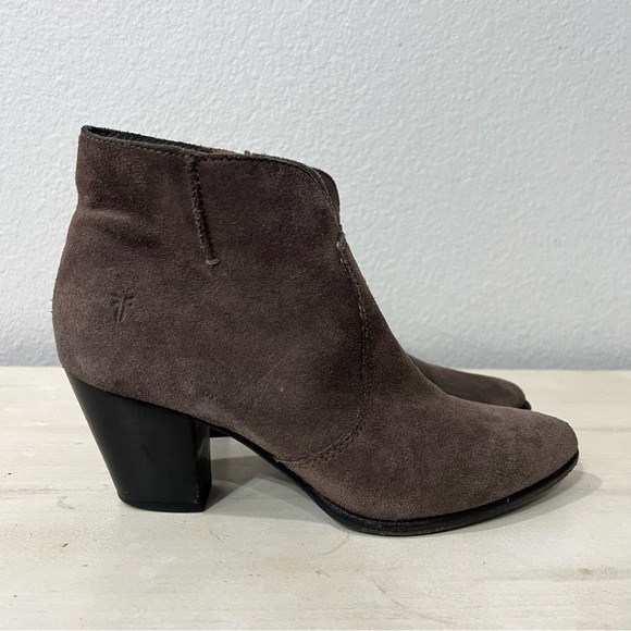 Frye Grey Suede Jennifer Ankle Boots - Picture 3 of 9